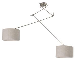Závěsná lampa ocelová se stínidlem 35 cm světle šedá nastavitelná - Blitz II