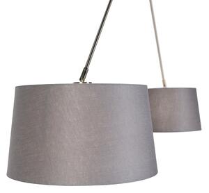 Závěsná lampa s lněnými odstíny tmavě šedá 35 cm - ocel Blitz II