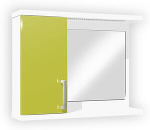 Koupelnová skříňka se zrcadlem K10 levá barva skříňky: bílá 113, barva dvířek: lemon lesk