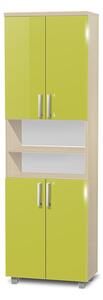 Vysoká koupelnová skříňka K15 barva skříňky: akát, barva dvířek: lemon lesk