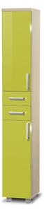 Vysoká koupelnová skříňka K14 barva skříňky: akát, barva dvířek: lemon lesk