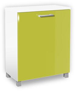 Koupelnová skříňka s košem na prádlo K19 barva skříňky: bílá 113, barva dvířek: lemon lesk