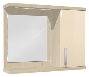 Koupelnová skříňka se zrcadlem K10 pravá barva skříňky: akát, barva dvířek: jasmín lesk