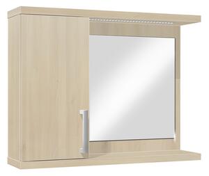 Koupelnová skříňka se zrcadlem K10 levá barva skříňky: akát, barva dvířek: akát lamino