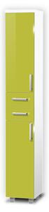 Vysoká koupelnová skříňka K14 barva skříňky: bílá 113, barva dvířek: lemon lesk