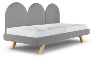Čalouněná jednolůžková postel PANELS do dětského pokoje - Šedá, 90x200 cm