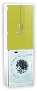 Vysoká koupelnová skříňka nad pračku K21 barva skříňky: bílá 113, barva dvířek: lemon lesk