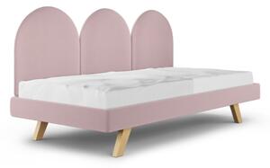 Čalouněná jednolůžková postel PANELS do dětského pokoje - Růžová, 90x200 cm