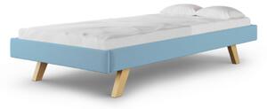 Čalouněná dětská jednolůžková postel BASIC bez čela - Modrá, 90x200 cm