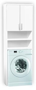 Vysoká koupelnová skříňka nad pračku K20 barva skříňky: bílá 113, barva dvířek: bílý lesk
