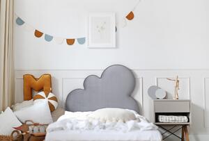 Čalouněná jednolůžková postel CLOUD do dětského pokoje - Krémová, 90x200 cm, Zvolte stranu: Vlevo