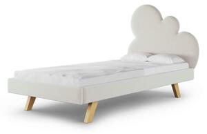 Čalouněná jednolůžková postel CLOUD do dětského pokoje - Krémová, 120x200 cm, Zvolte stranu: Vlevo