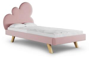 Čalouněná jednolůžková postel CLOUD do dětského pokoje - Růžová, Strana: Vpravo, 90x200 cm