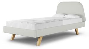 Čalouněná dětská jednolůžková postel TRAPEZE - Krémová, 120x200 cm