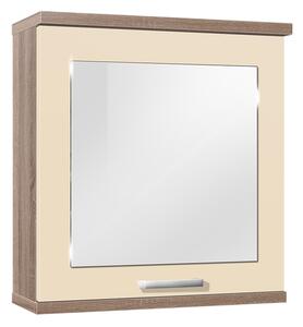 Koupelnová skříňka se zrcadlem K28 barva skříňky: dub sonoma tmavá, barva dvířek: jasmín lesk