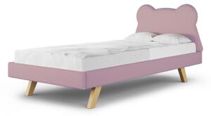 Čalouněná jednolůžková postel TEDDY do dětského pokoje - Růžová, 120x200 cm