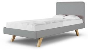 Čalouněná jednolůžková postel STITCH do dětského pokoje - Šedá, 90x200 cm