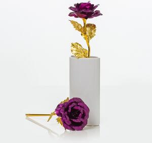 Dekorační dárková růže AMY jako imitace „zlaté růže“ ve fialové barvě. JULEST XY01FI
