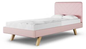 Čalouněná jednolůžková postel STITCH do dětského pokoje - Růžová, 90x200 cm