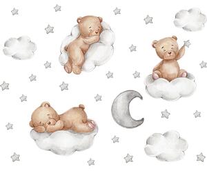 Samolepka do dětského pokoje Spící medvídci s hvězdičkami