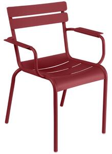 Červená kovová zahradní židle Fermob Luxembourg s područkami