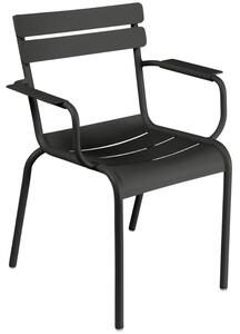 Černá kovová zahradní židle Fermob Luxembourg s područkami
