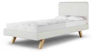Čalouněná jednolůžková postel STITCH do dětského pokoje - Krémová, 90x200 cm