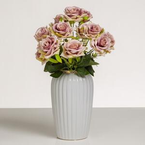 Růže x12 ve fialové barvě. Aranžovaná kytice MELÁNIE. QA157-02FI