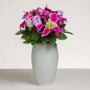 Lilie, růže a hortenzie ve fialové barvě. Aranžovaná kytice ELEONORA. BMU513FI