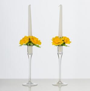 Dekorativní věnec na svíčky ze žlutých růží THALIA. Cena je za 2 ks. FAMIX1U190-02ZL