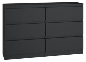Topeshop M6 120 CZERŃ, Černá, 6 zásuvka/zásuvek, Dřevotřískové desky, Jednobarevný, Moderní, Dřevotřískové desky