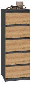 Topeshop W5 ANT/ART KPL, Antracit, Dub, 5 zásuvka/zásuvek, Dřevotřískové desky, Moderní, Dřevotřískové desky, ABS (akrylonitril-butadien-styren)