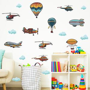 Samolepka do dětského pokoje Barevná letadla a balóny
