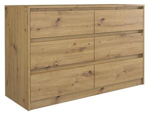 Topeshop K120 ARTISAN 2X3, Dub, 6 zásuvka/zásuvek, Dřevotřískové desky, Moderní, Dřevotřískové desky, Matný