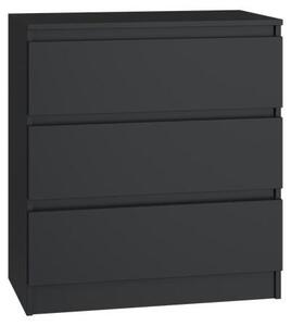 Topeshop M3 CZERŃ, Černá, 3 zásuvka/zásuvek, Dřevotřískové desky, Jednobarevný, Moderní, Dřevotřískové desky