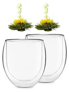 Feelino Ice, dvoustěnná sklenice, 2 x 320 ml, borosilikátové sklo, s čajovými květy