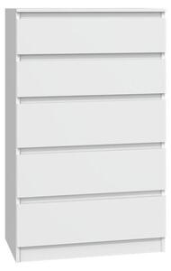 Topeshop M5 BIEL, Bílá, 5 zásuvka/zásuvek, Dřevotřískové desky, Jednobarevný, Moderní, Dřevotřískové desky