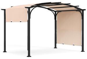 Pergola COSTWAY, altán 3 x 2,4 m s posuvnou střechou, zahradní altán s ochranou proti slunci, ocelový rám, zastřešení terasy