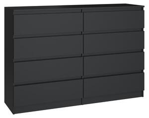 Topeshop M8 140 CZERŃ, Černá, 8 zásuvka/zásuvek, Dřevotřískové desky, Jednobarevný, Moderní, Dřevotřískové desky