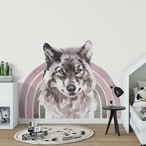 Dětská nálepka na zeď Rainbow animals - vlk Barva: A, Rozměry: 98 x 75 cm