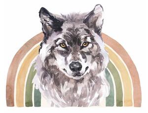 Dětská nálepka na zeď Rainbow animals - vlk Barva: B, Rozměry: 98 x 75 cm