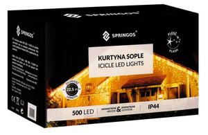 SPRINGOS LED krápníky - 22,5m, 500LED, IP44, teplá bílá + záblesky CL4039-XG