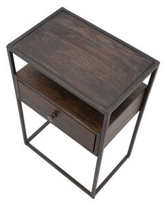 Tmavě hnědý noční stolek z akáciového dřeva Mauro Ferretti Hypotes II, 45x30x66 cm
