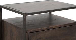 Tmavě hnědý noční stolek z akáciového dřeva Mauro Ferretti Hypotes, 45x30x66 cm