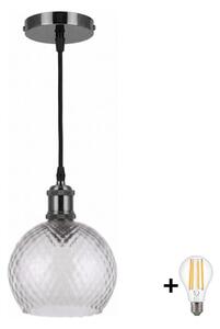 BRILAGI - LED Lustr na lanku RETRO GLASS 1xE27/60W/230V pr. 25cm černá/kouř šedá