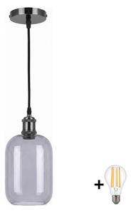 BRILAGI -LED Lustr na lanku RETRO GLASS 1xE27/60W/230V pr. 14 cm černá/kouř šedá