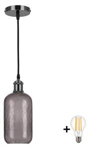 BRILAGI -LED Lustr na lanku RETRO GLASS 1xE27/60W/230V pr. 14 cm černá/kouř šedá