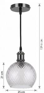 BRILAGI - LED Lustr na lanku RETRO GLASS 1xE27/60W/230V pr. 25cm černá/kouř šedá