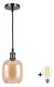 BRILAGI -LED Lustr na lanku RETRO GLASS 1xE27/60W/230V pr. 14cm černá/kouř hnědá
