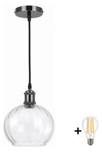 BRILAGI - LED Lustr na lanku RETRO GLASS 1xE27/60W/230V pr. 25 cm černá/čirá